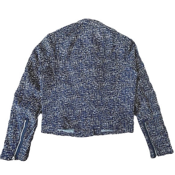 Gap Cotton Moto Style Jacket, Blue Print, Silver Hardware, Size Small - Picture 2 of 5